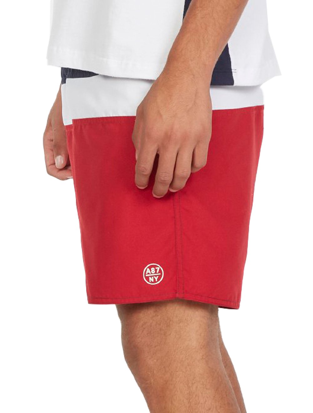 Short Aeropostale Masculino D'Água Swimwear A87/NY Colorblock Marinho Branco Vermelho