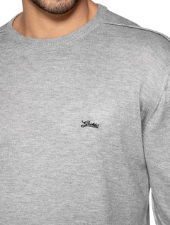 Suéter Guess Masculino Tricot Pullover Basico Cinza Mescla