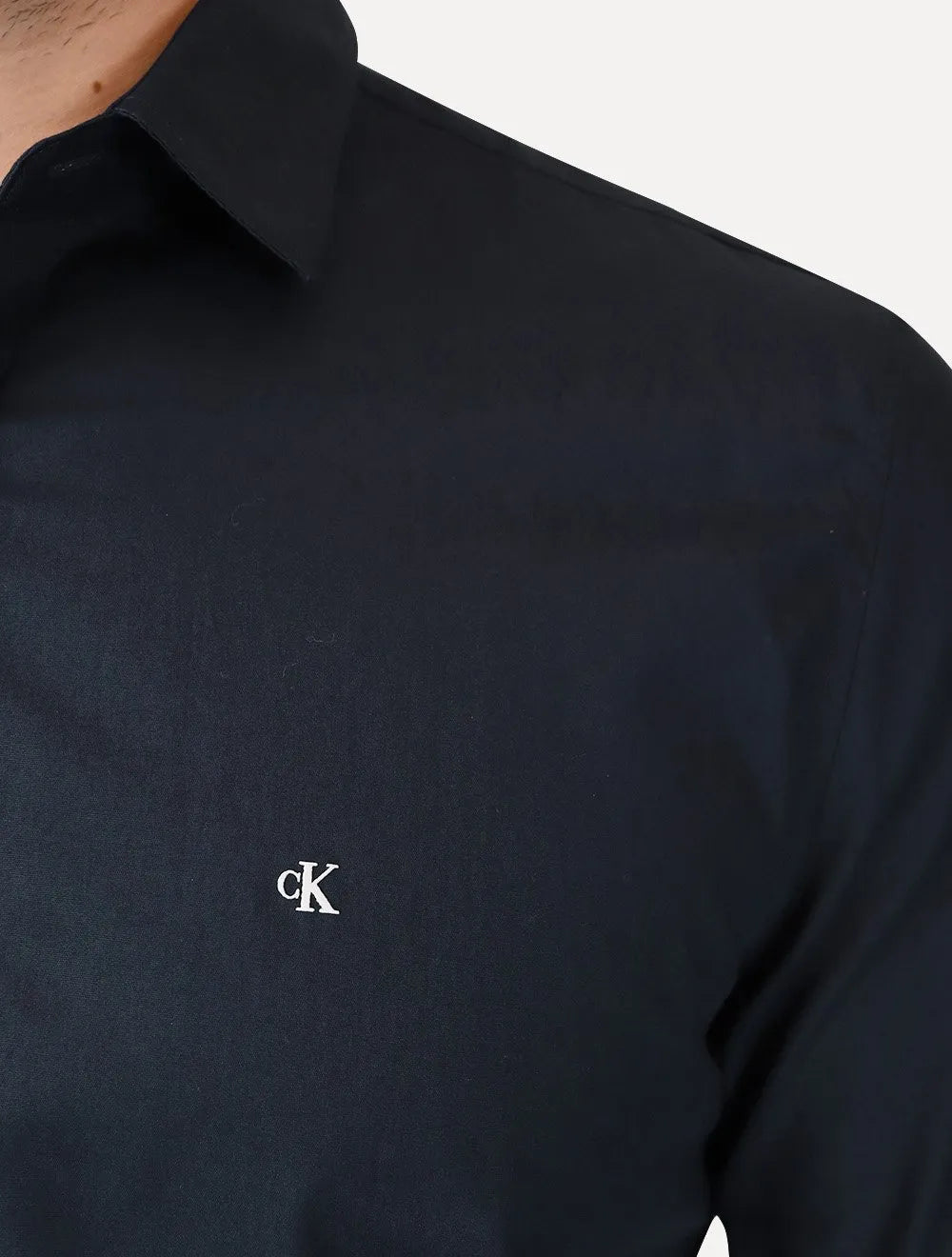 Camisa Calvin Klein Jeans Masculina Regular Plain Light CK Logo Azul Marinho