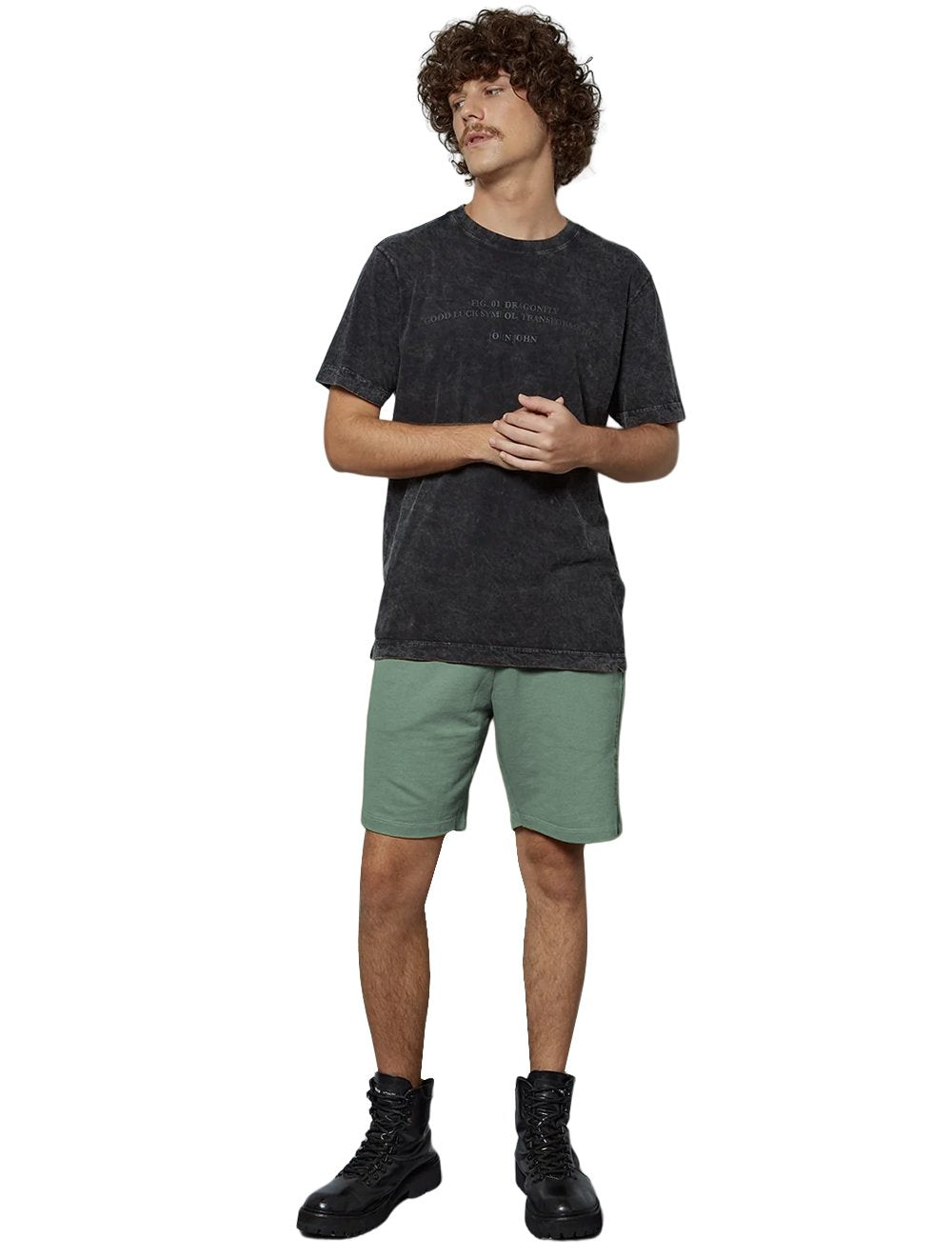 Bermuda John John Masculina Moletom New Basic Print Verde