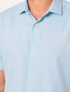 Camisa Dudalina Masculina Slim Superfine Cotton Light Lisa Azul Claro