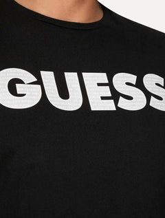 Camiseta Guess Masculina Silk Rubber Logo Preta