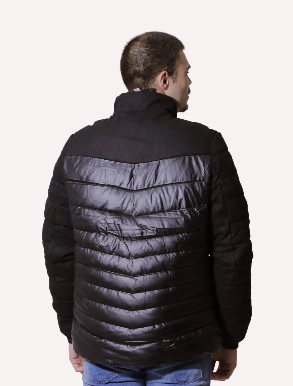 Jaqueta Victory Eagle Masculina Metalizada Puffer Recorte Preta