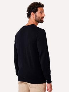 Tricot Dudalina Masculino Decote V Básico Preto