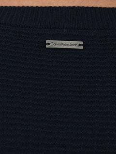 Suéter Calvin Klein Jeans Masculino Tricot Careca Ponto Links Azul Marinho