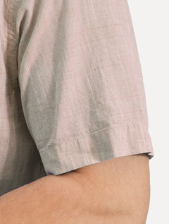 Camisa Dudalina Masculina Manga Curta Comfort Fit Slub Cotton Flame Marrom Claro