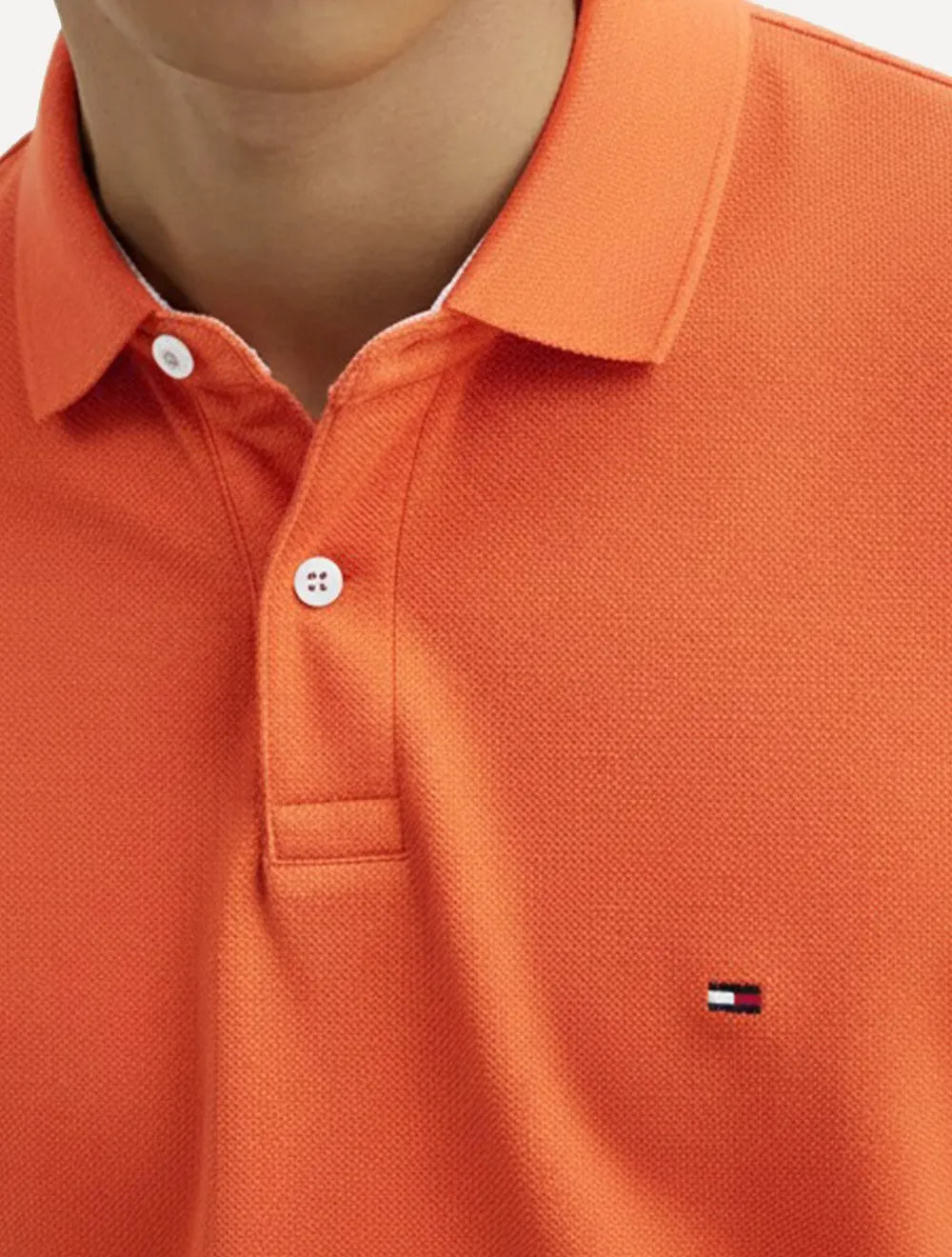 Polo Tommy Hilfiger Masculina Regular Piquet Light Button 1985 Laranja