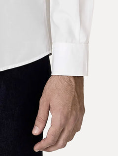 Camisa Dudalina Masculina Slim Superfine Cotton Mono Logo Lisa Tricoline Branca