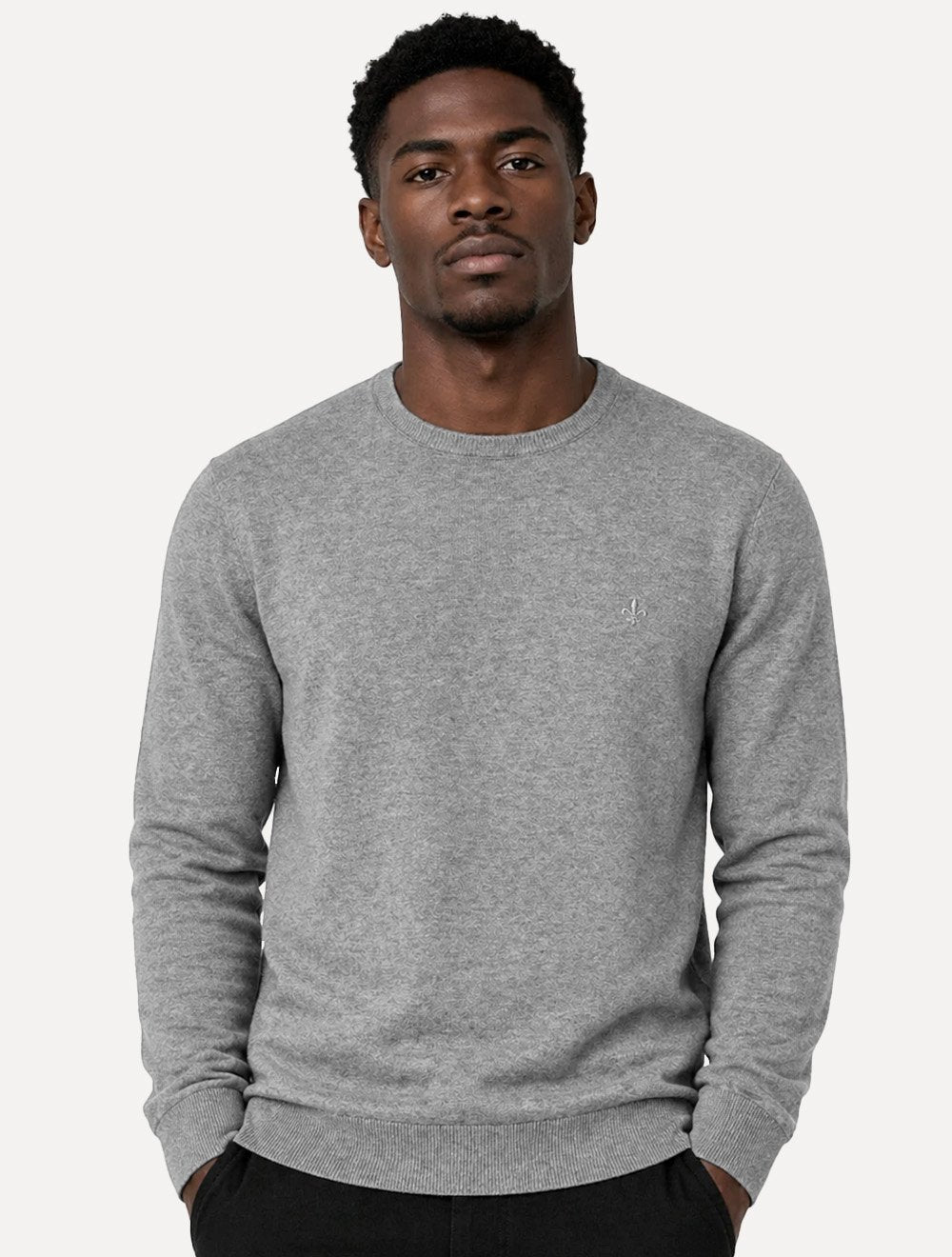 Suéter Dudalina Masculino Basico Tricot V-Neck Cotton Cinza Mescla Claro