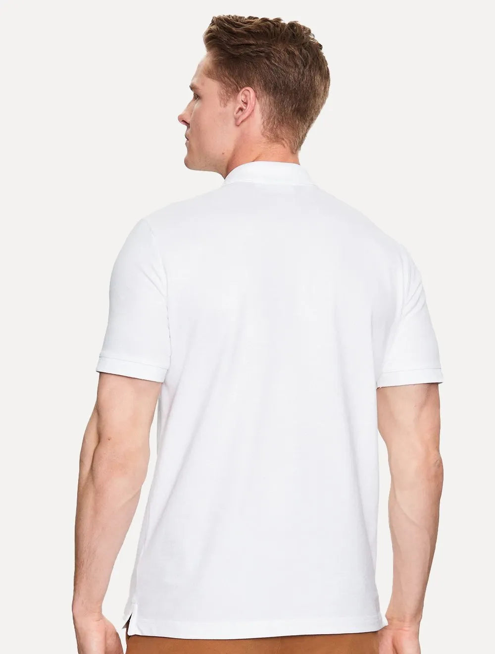 Polo Calvin Klein Masculina Piquet Slim Stretch Button Branca