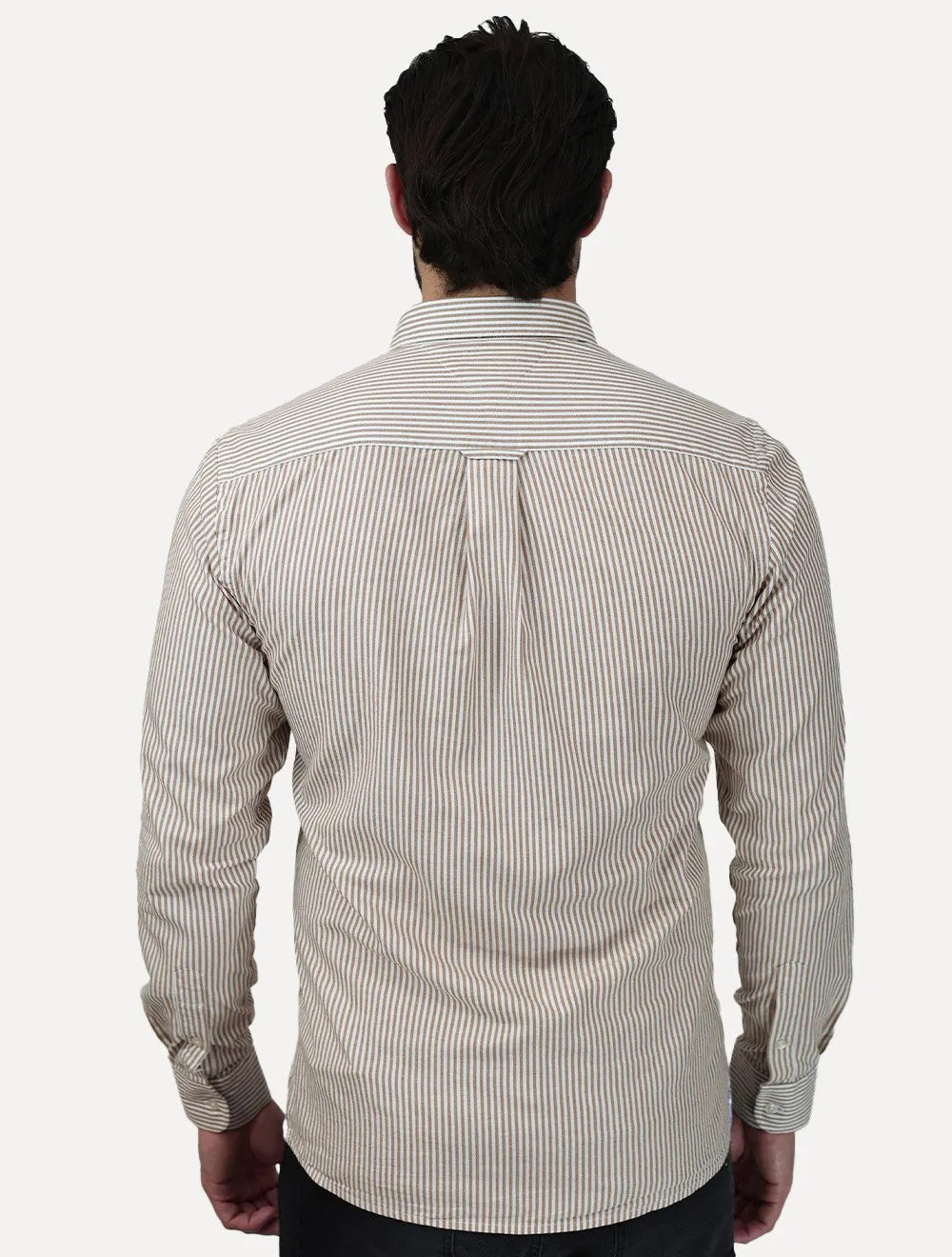Camisa Tommy Jeans Masculina Slim Striped Oxford Cáqui
