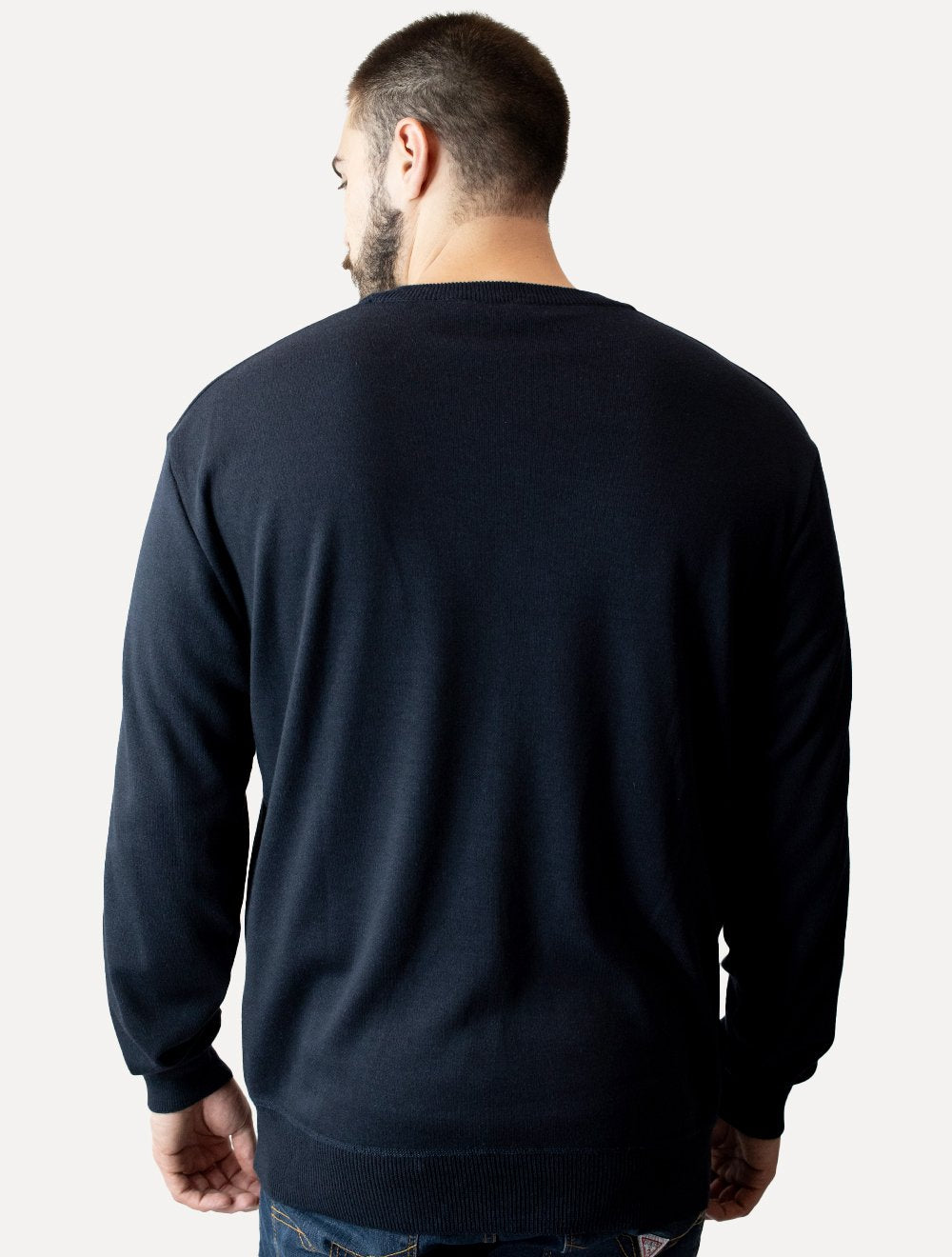 Suéter Dixen Masculino Tricot Crewneck Liso Azul Marinho
