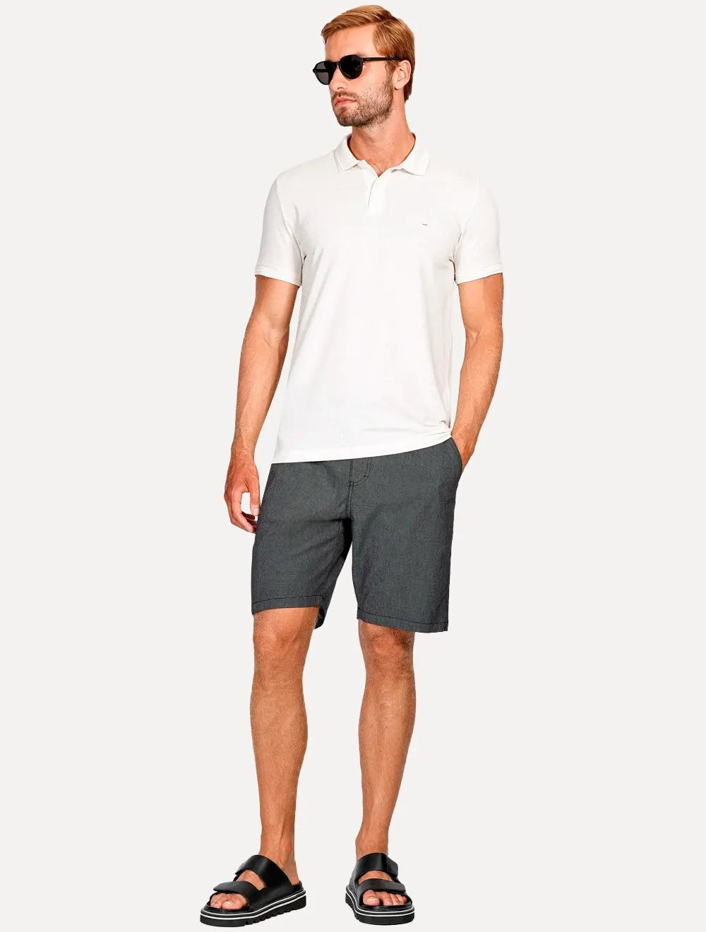 Bermuda Aramis Masculina Chino Cotton Sarja Preto Mescla