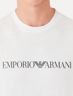 Camiseta Emporio Armani Masculina Essential Logo Peito Chest Branca