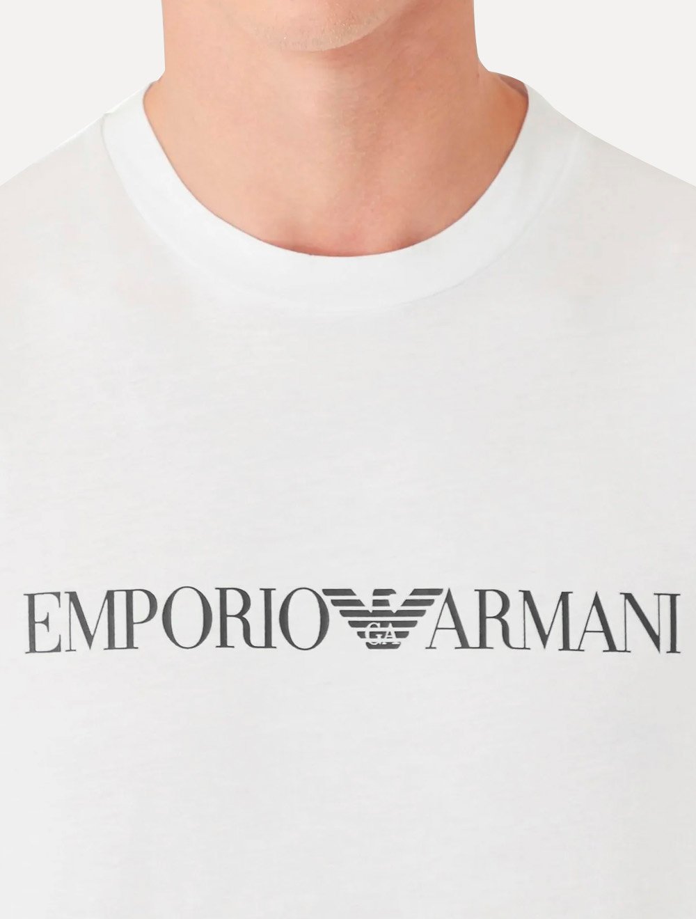 Camiseta Emporio Armani Masculina Essential Logo Peito Chest Branca