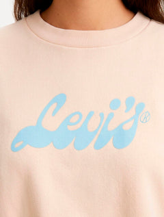 Moletom Levis Feminino Cropped Wave Retrô Logo Salmão