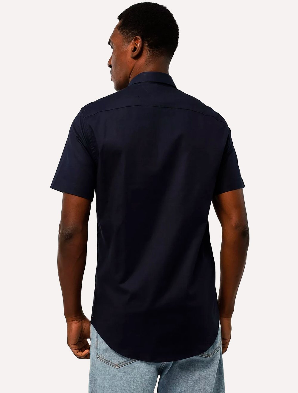Camisa Tommy Hilfiger Masculina Manga Curta Regular Core Oxford Azul Marinho