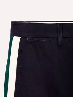 Calça Lacoste Masculina Sarja Chino Straight Fit Contrast Stripe Azul Marinho