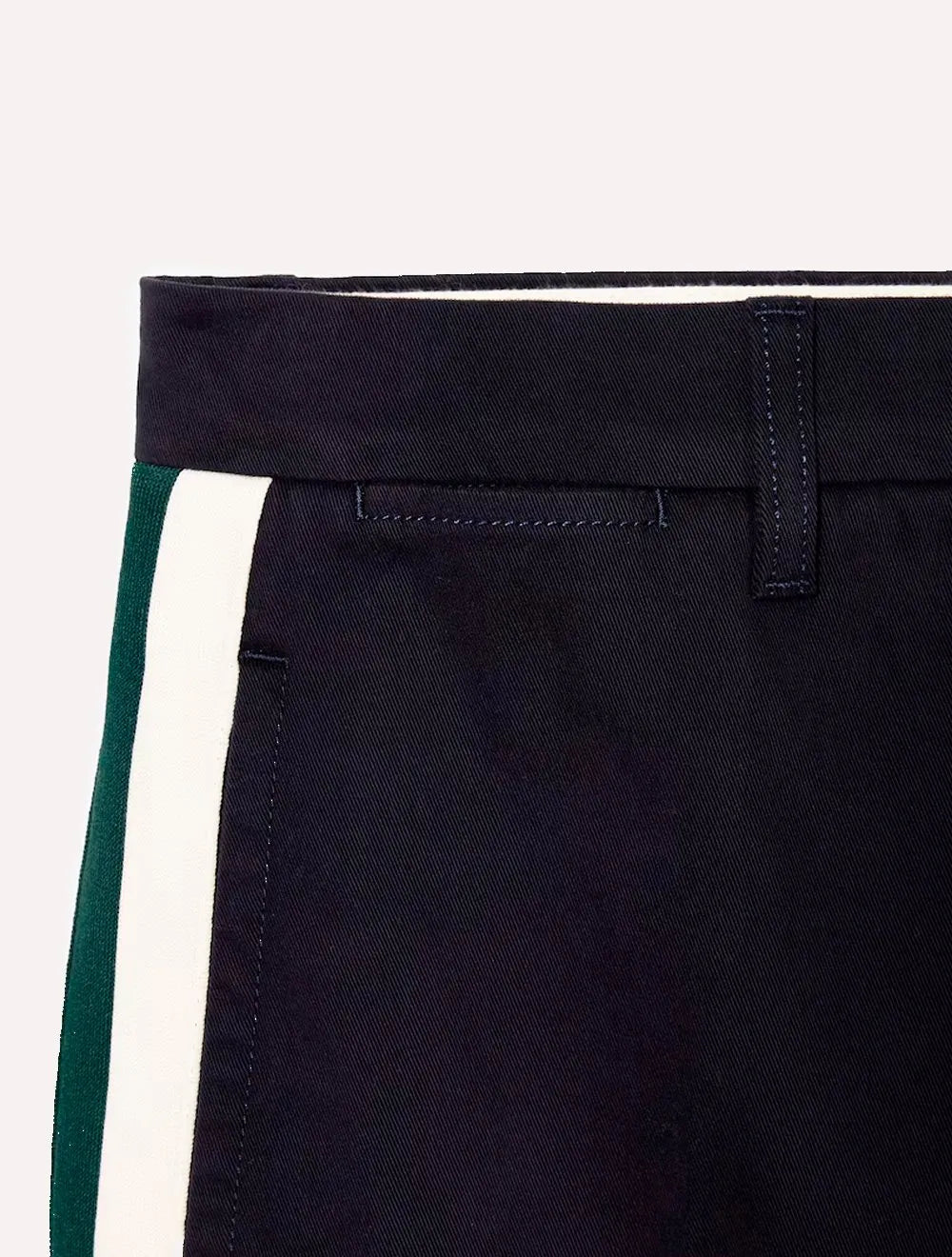 Calça Lacoste Masculina Sarja Chino Straight Fit Contrast Stripe Azul Marinho