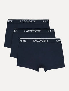 Cueca Lacoste Trunk Boxer Lettered Waist Azul Marinho Pack 3UN