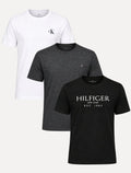 Kit Camisetas Calvin Klein/Aramis/Tommy Hilfiger | Branca/Grafite Mescla/Preta