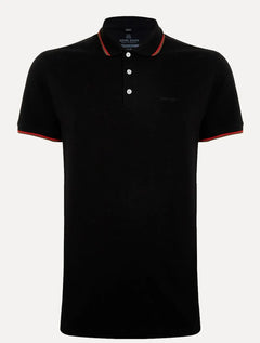 Polo John John Masculina Red Two Lines Preta
