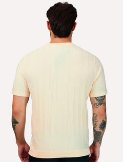 Camiseta Dixen Masculina Tricot Manga Curta Gola Careca Grande Textura Vertical Cinza
