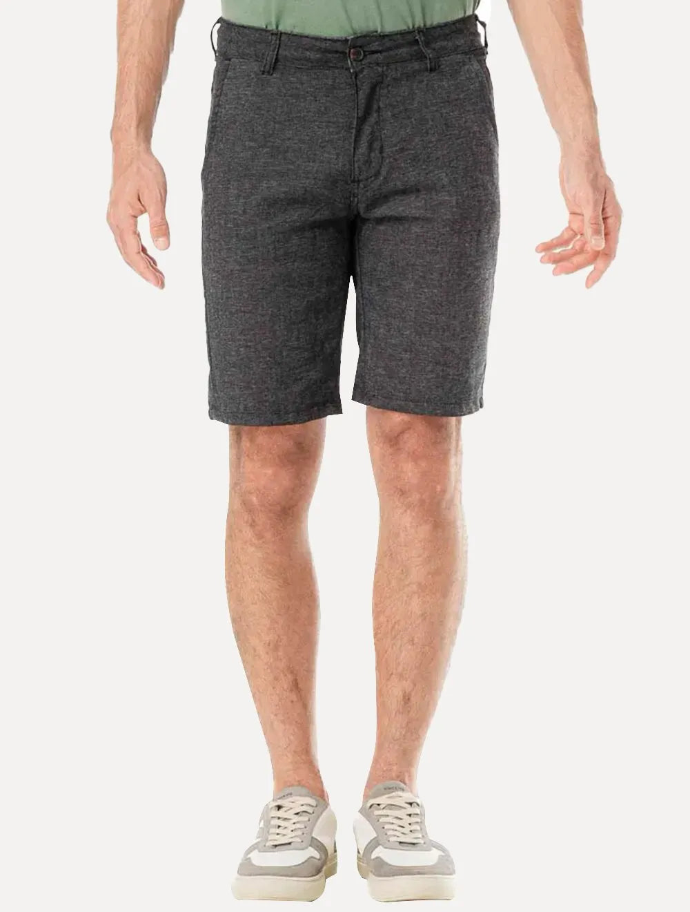 Bermuda King & Joe Sarja Masculina Slim Texture Preto Mescla