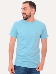 Camiseta Tommy Hilfiger Masculina Essential Cotton Azul Celeste