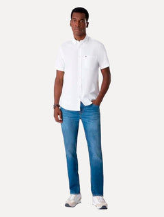 Camisa Tommy Hilfiger Masculina Manga Curta Pocket Light Oxford Branca