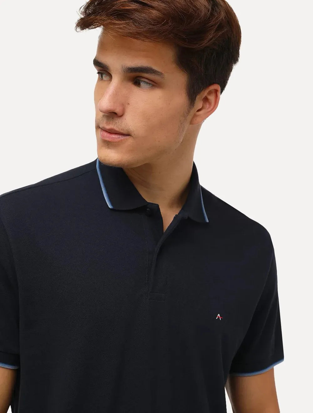 Polo Aramis Piquet Blue Stripes Collar Tipped Azul Marinho