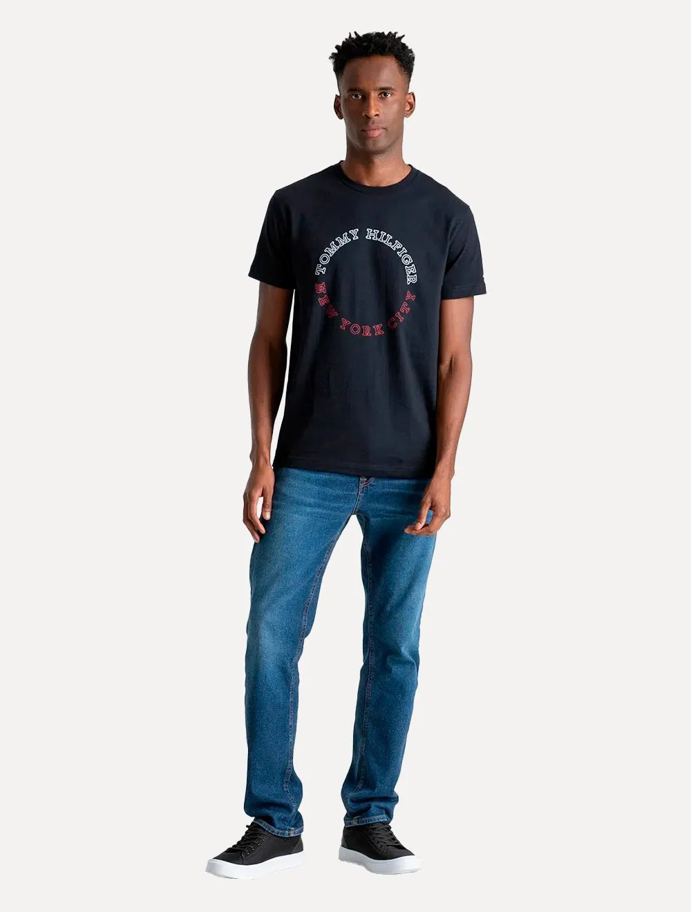 Camiseta Tommy Hilfiger Masculina Monotype Roundle Logo Azul Marinho