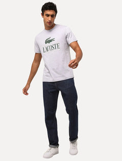 Camiseta Lacoste Masculina Heavy Cotton Jersey Vintage Cinza Mescla