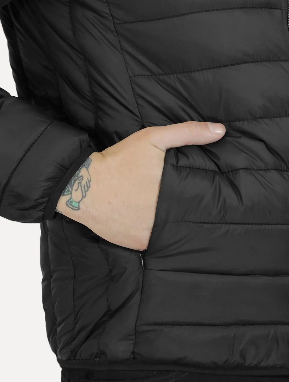 Jaqueta Dixen Masculina Hoodie Nylon Puffer Preta