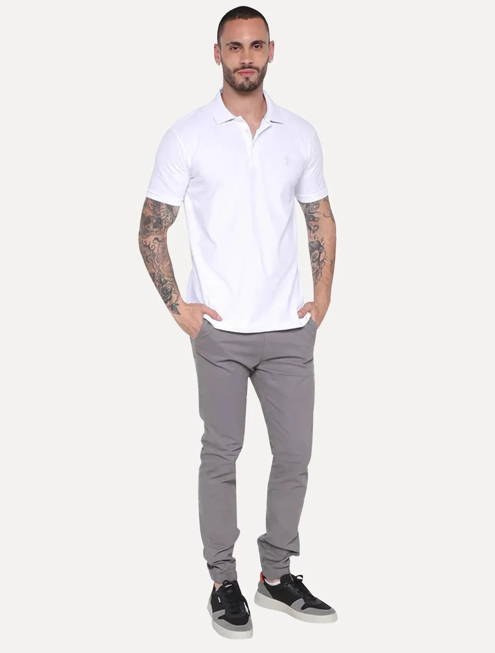 Polo Aleatory Masculina Piquet Light Inner Contrast Branca