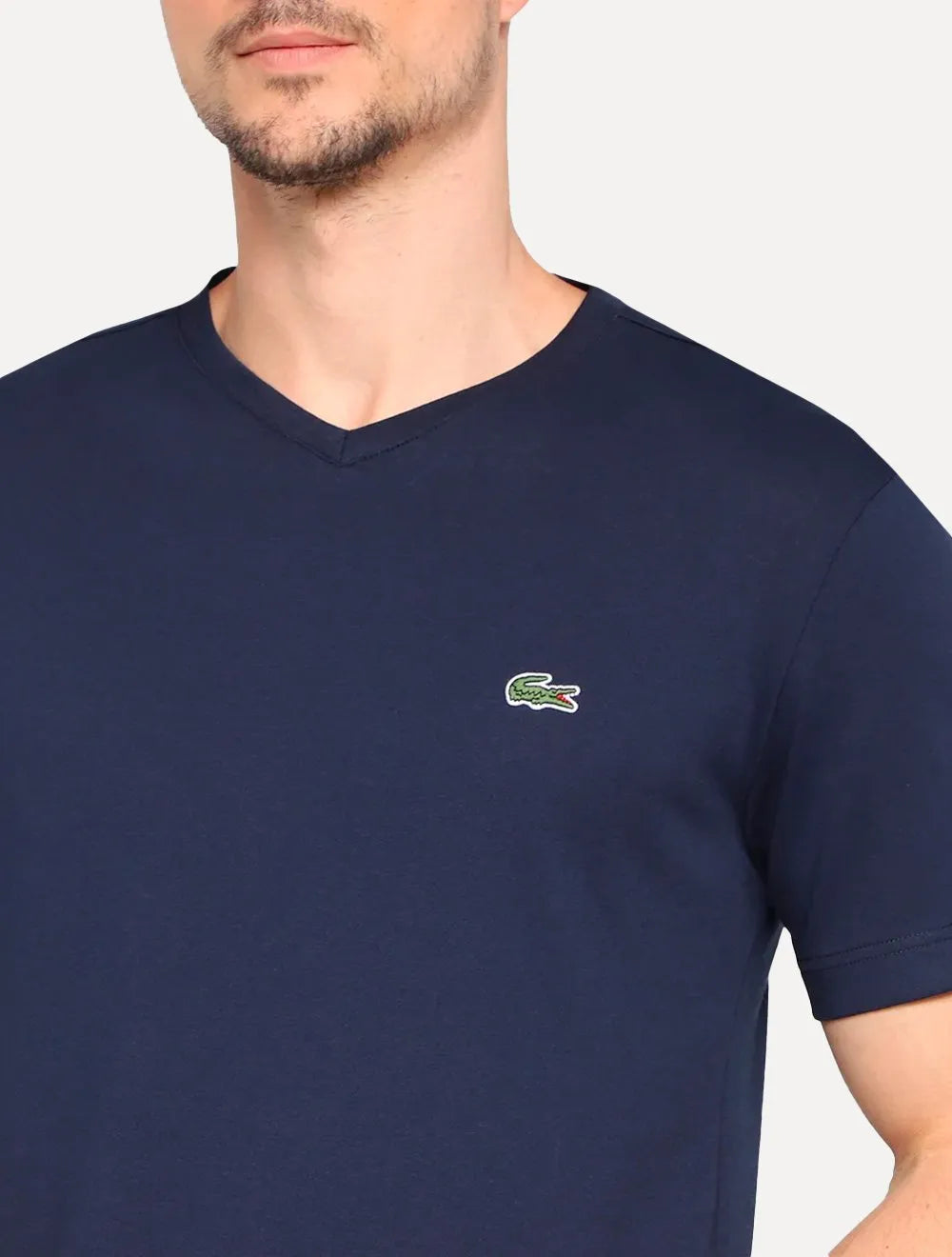 Camiseta Lacoste Masculina Sport Ultra-Dry V-Neck Azul Marinho
