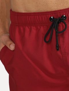 Short Reserva D'Água Beachwear Liso Tag Lateral Bordô