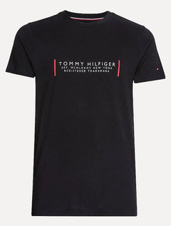 Camiseta Tommy Hilfiger Masculina Text Bar Corp Preta