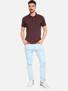 Polo Ellus Masculina Piquet Melange Classic Marrom Mescla