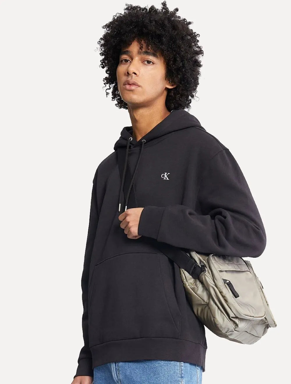 Moletom Calvin Klein Masculino Hoodie Fleece CK Logo Preto