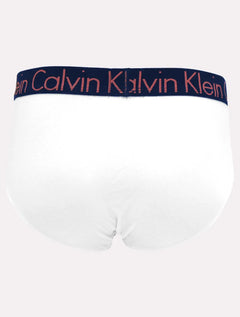 Cueca Calvin Klein Brief Cotton Stretch Mag Branca e Marinho Pack 2UN