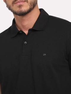 Polo Calvin Klein Masculina Piquet Slim Básica Sem Friso Preta