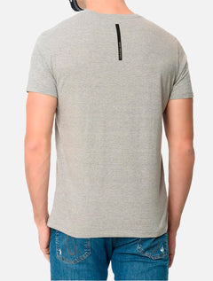 Camiseta Calvin Klein Jeans Masculina New Logo Re Issue Cinza Mescla
