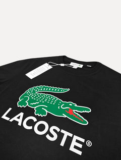 Camiseta Lacoste Masculina Jersey Croco Signature Logo Preta