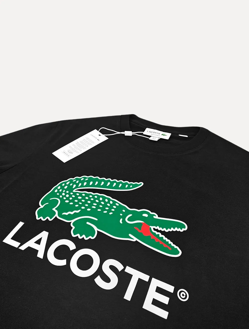 Camiseta Lacoste Masculina Jersey Croco Signature Logo Preta