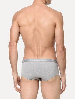 Cuecas Calvin Klein Brief Cotton Print Cinza Mescla Pack 2UN