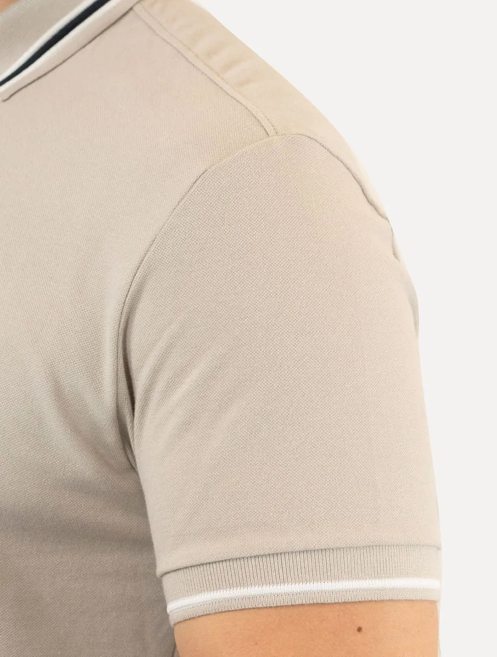 Polo Aramis Masculina Piquet New Classic Zíper Cáqui Claro