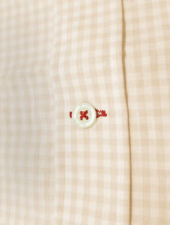 Camisa Tommy Hilfiger Masculina Xadrez Gingham Branca/Cáqui Claro