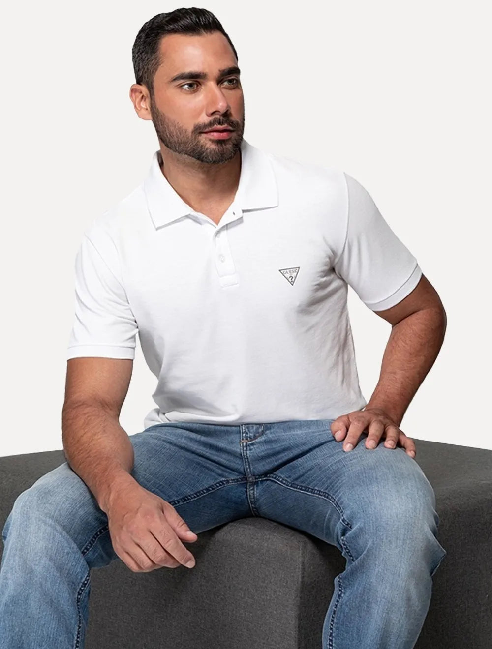 Polo Guess Masculina Piquet Branca