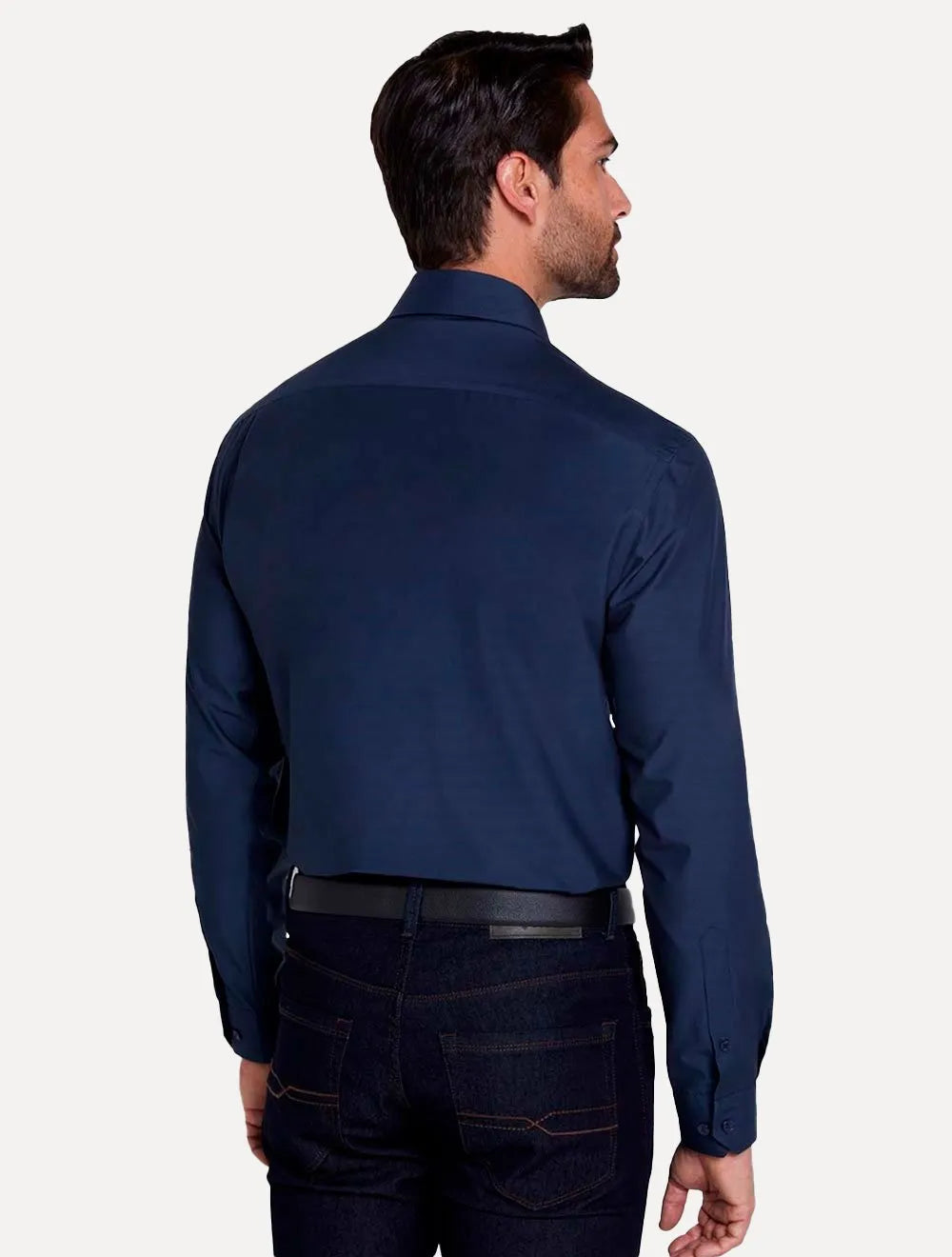 Camisa Dudalina Masculina Comfort Tricoline Lisa Azul Marinho